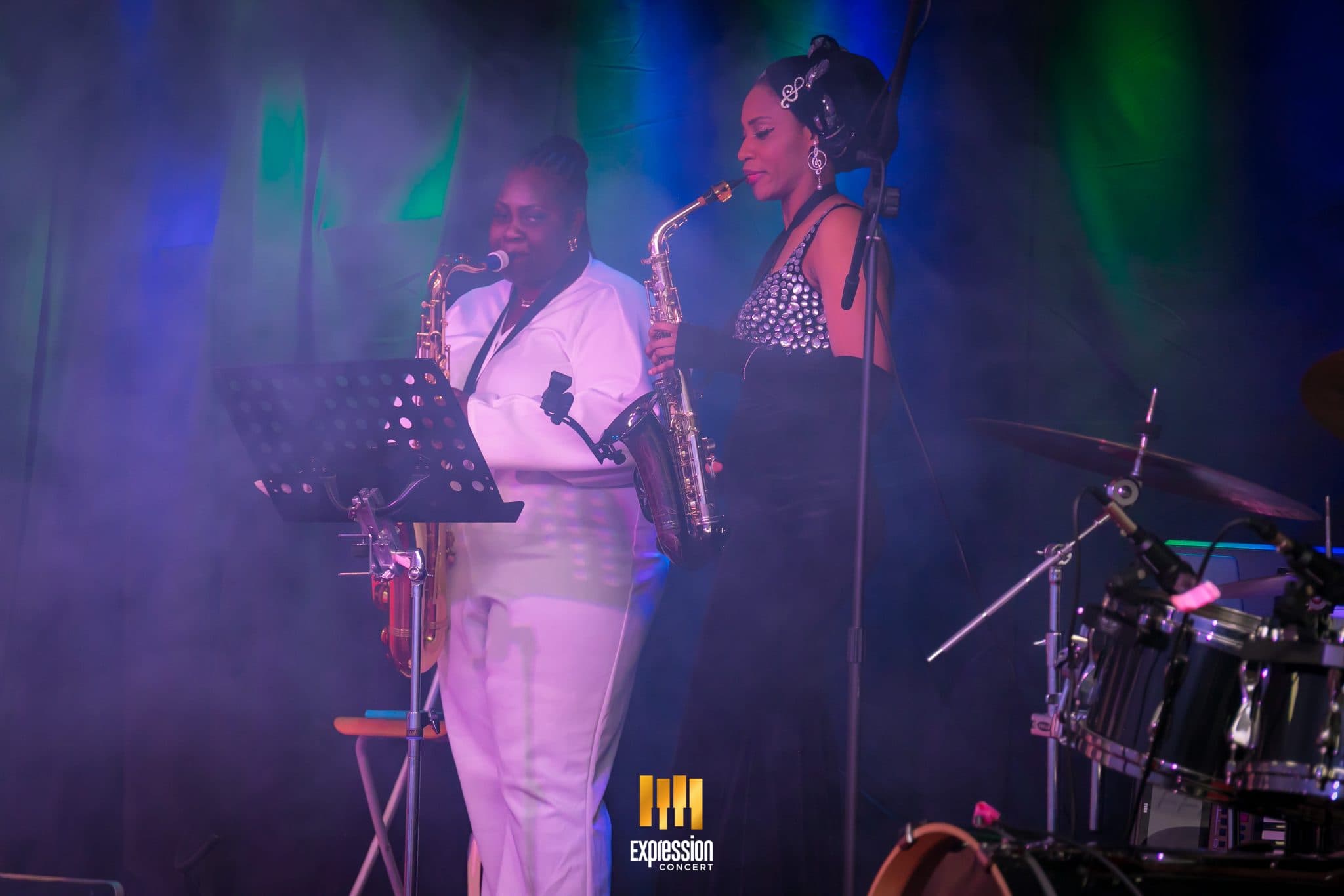 A saxophonist performing at Expression Concert